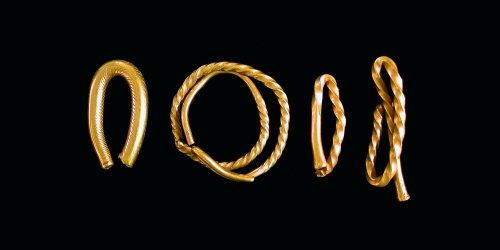 Middle bronze age gold torcs from the river Medway at Aylesford kcc copyright