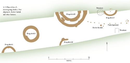 Monkton barrow cemetery showing ring-ditches and other features